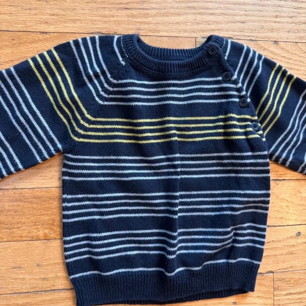 Baby Gap Infant Boys Navy Blue Striped Knit Sweater‎ 6-12 Months